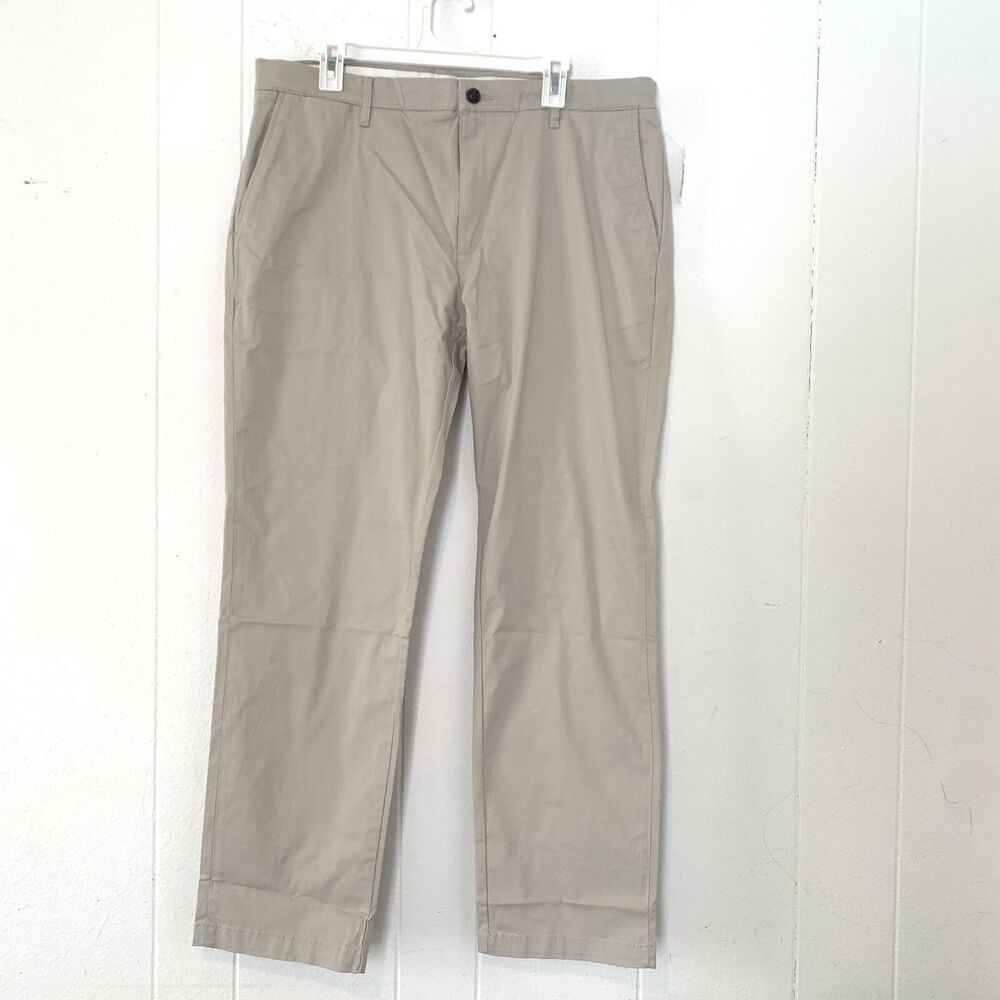 Goodthreads Mens 38 x 32 Khaki Dress Pants Light Tan Straight Cotton NEW